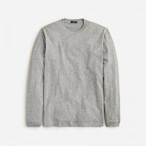 Men's J.Crew Relaxed long-sleeve premium-weight cotton T-shirts Marled Champ Grey USA FRHEXKM19