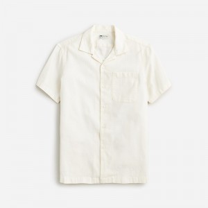 Men's J.Crew Relaxed short-sleeve textured cotton camp-collar Shirts Sea Salt USA KOFTEGQ60