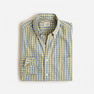 Men's J.Crew Secret Wash cotton poplin Shirts Terry Yellow Blue USA PCOKTHB05