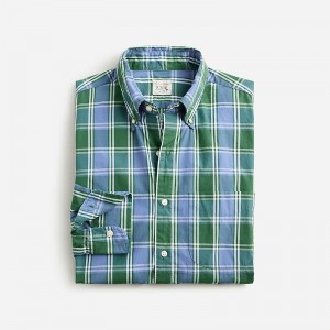 Men's J.Crew Secret Wash cotton poplin Shirts Sam Blue Green USA OSLWEHR69