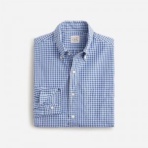 Men's J.Crew Secret Wash cotton poplin Shirts Quincy Gingham Blue Whi USA PMFZYBJ28