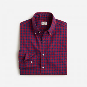 Men's J.Crew Secret Wash cotton poplin Shirts Bleecker Gingham Navy R USA GJQTHAR14