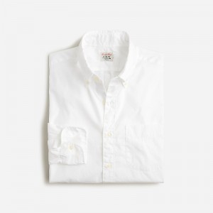 Men's J.Crew Secret Wash cotton poplin Shirts White USA YWOTVNQ18