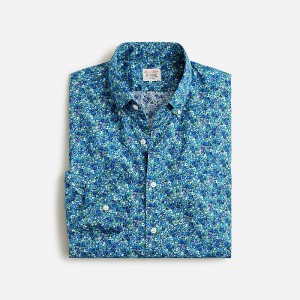 Men's J.Crew Secret Wash cotton poplin Shirts Meadow Floral Blues USA QMCEKFI89