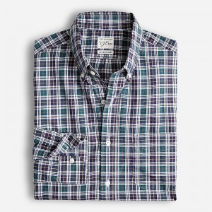 Men's J.Crew Secret Wash cotton poplin Shirts Tierney Tattersall Whi USA CGBRQVX28