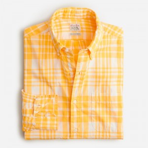 Men's J.Crew Secret Wash cotton poplin Shirts Dov Plaid Yellow White USA FCOBUQJ75