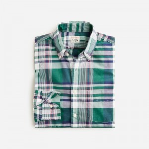 Men's J.Crew Secret Wash cotton poplin Shirts Daniel Plaid Dk Green W USA YCWKSUT29