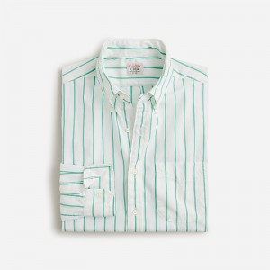 Men's J.Crew Secret Wash cotton poplin Shirts Laurent White Green USA LABWGIY87