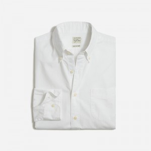 Men's J.Crew Secret Wash cotton poplin Shirts White USA QBERYVW16