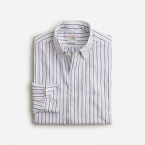 Men's J.Crew Secret Wash cotton poplin Shirts Davis Stripe Purple Whi USA UMAKVCF05