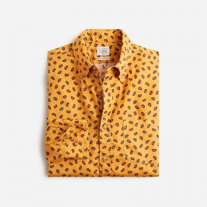 Men's J.Crew Secret Wash cotton poplin Shirts Tiny Paisley Yellow Red USA XQUWRDL85