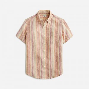 Men's J.Crew Short-sleeve Baird McNutt Irish linen Shirts Isle Awning Stripe Mult USA DNYWBTS80