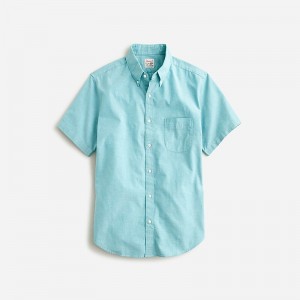 Men's J.Crew Short-sleeve Broken-in organic cotton oxford Shirts Seashore Green Oxford USA LFBJMKI14