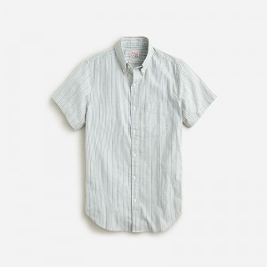 Men's J.Crew Short-sleeve Broken-in organic cotton oxford Shirts Greenwood Stripe Ivory USA ODLMABR02