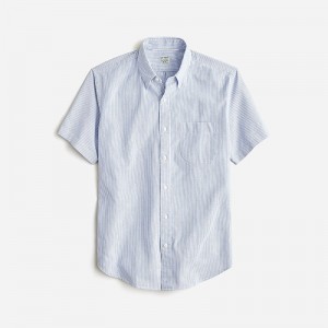 Men's J.Crew Short-sleeve Broken-in organic cotton oxford Shirts University Stripe Rain USA YERJOSA23