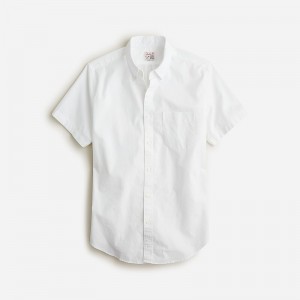 Men's J.Crew Short-sleeve Broken-in organic cotton oxford Shirts White USA JGEODCL94