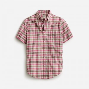 Men's J.Crew Short-sleeve Indian madras Shirts Bruce Madras Pink Multi USA WGAFPXQ81