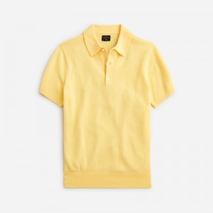 Men's J.Crew Short-sleeve cashmere sweater Polo Shirts Spring Yellow USA HBRQJLP13