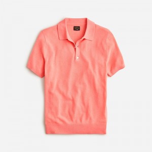 Men's J.Crew Short-sleeve cashmere sweater Polo Shirts Light Coral USA VGJDTSF48