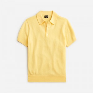 Men's J.Crew Short-sleeve cashmere sweater Polo Shirts Spring Yellow USA EJUSGPL48