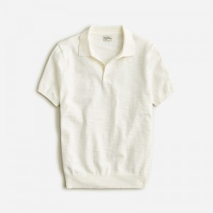 Men's J.Crew Short-sleeve cotton-blend sweater Polo Shirts Sea Salt USA BQFRMSN85