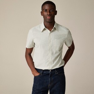 Men's J.Crew Short-sleeve seersucker with point collar print Shirts Clematis Overlay Cream USA CXSNOZM23