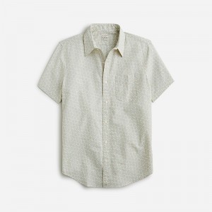 Men's J.Crew Short-sleeve yarn-dyed seersucker Shirts Clematis Overlay Cream USA TGYWCXO06