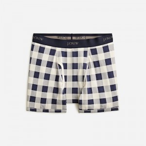 Men's J.Crew Stretch 4" Boxer Briefs Cade Gingham Stone Blue USA AUNJLMI25