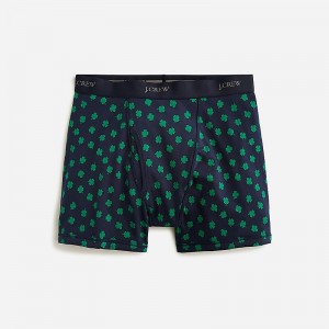 Men's J.Crew Stretch 4" Boxer Briefs Spring Clover Navy Gree USA SOEKFPN65