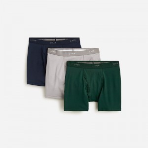 Men's J.Crew Stretch 4'' three-pack Boxer Briefs Navy Dove Green Set USA MTWZHXB87