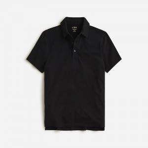 Men's J.Crew Sueded cotton Polo Shirts Black USA JMVGDHI86