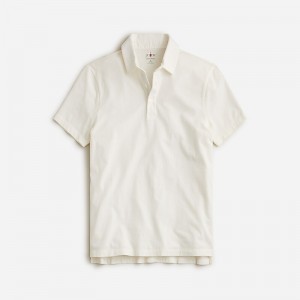 Men's J.Crew Sueded cotton Polo Shirts Ivory USA XMKRGAY94