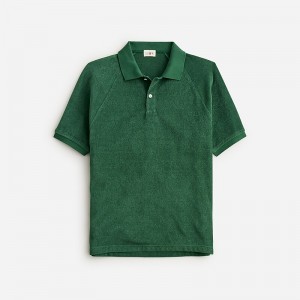 Men's J.Crew Terry cloth Polo Shirts Prospect Green USA MIZROVS84