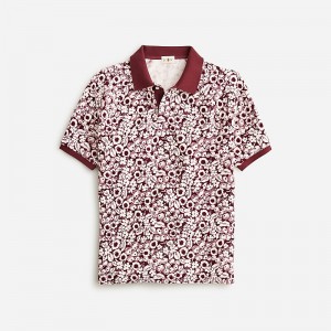 Men's J.Crew Terry cloth Polo Shirts Summer Garden Red Ivory USA ULNIRKX62