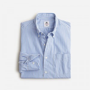 Men's J.Crew Thomas Mason® for J.Crew washed poplin Shirts Bengal Stripe Chalet Bl USA NIDMSWE73