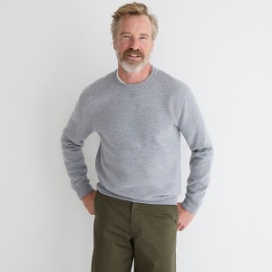 Men's J.Crew Wallace & Barnes boiled merino wool crewneck Sweatshirts Hthr Grey USA EYUXLGW02