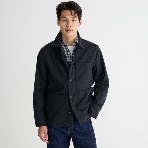 Men's J.Crew Wallace & Barnes lightweight twill chore Jackets Black USA KQANBJE03