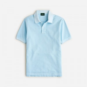 Men's J.Crew Washed piqué Polo Shirts Light Pool USA JGLQAYS49