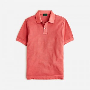 Men's J.Crew Washed piqué Polo Shirts Retro Pink Multi USA UXBDQTI76