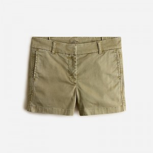 Women's J.Crew 4" stretch chino Shorts Olive Sand USA HLRZYJF35