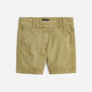 Women's J.Crew 7" stretch chino Shorts Olive Sand USA YZSNJHA76