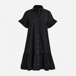 Women's J.Crew Amelia Shirtdress Black USA NDZLGHT81