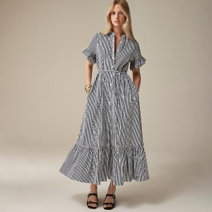 Women's J.Crew Amelia maxi cotton poplin Shirtdress Dark Evening USA JALSRZU76