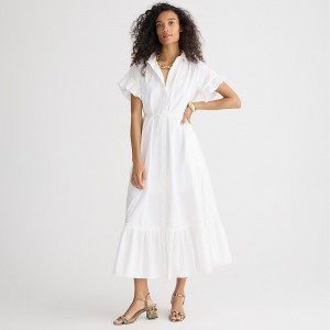 Women's J.Crew Amelia maxi cotton poplin Shirtdress White USA KGSPWEA63