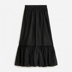 Women's J.Crew Amelia maxi crinkle cotton Skirts Black USA WCVMYAZ03