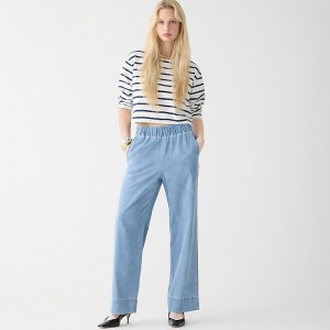 Women's J.Crew Astrid chambray Pants Storm Wash USA PCFWDBE98