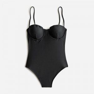 Women's J.Crew Balconette underwire one-piece Swimsuit Black USA XGOMNYT71