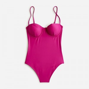 Women's J.Crew Balconette underwire one-piece Swimsuit Magenta Orchid USA ZDEHWBP76