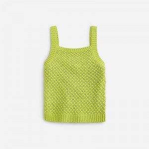 Women's J.Crew Basket-stitch sweater Tank Tops Kiwi USA FXJLUHA08