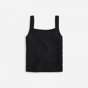 Women's J.Crew Basket-stitch sweater Tank Tops Black USA BLEMUGA17